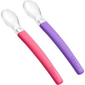 Wee Baby 122 Pembe Mor Silikon Uçlu 2'li Mama Kaşığı
