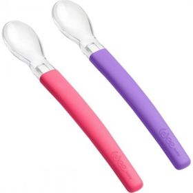 Wee Baby 122 Pembe Mor Silikon Uçlu 2'li Mama Kaşığı
