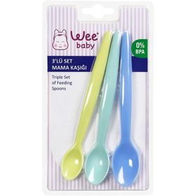 Wee Baby 123 3'lü Mavi Set Mama Kaşığı