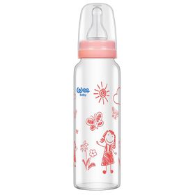 Wee Baby 240 ml Pembe Isıya Dayanıklı Cam Biberon