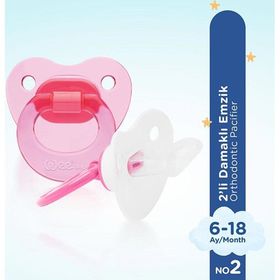 Wee Baby 438 / PMB No:2 Pembe Renk 2’li Damaklı Emzik
