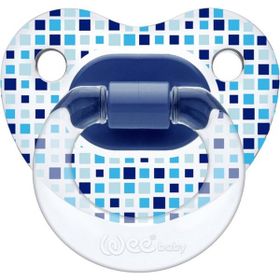 Wee Baby 836 0-6 Ay Silikon Şeffaf Desenli Damaklı Emzik Mavi
