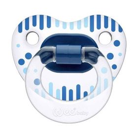 Wee Baby 836 0-6 Ay Silikon Şeffaf Desenli Damaklı Emzik Mavi