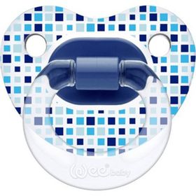 Wee Baby 836 0-6 Ay Silikon Şeffaf Desenli Gövdeli Damaklı Emzik Lacivert