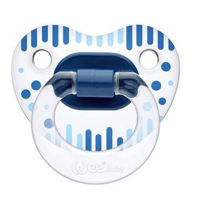 Wee Baby 836 0-6 Ay Silikon Şeffaf Desenli Gövdeli Damaklı Emzik Lacivert