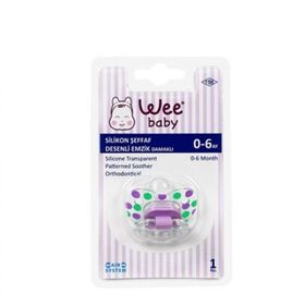 Wee Baby 836 0-6 Ay Silikon Şeffaf Desenli Gövdeli Damaklı Emzik Lacivert