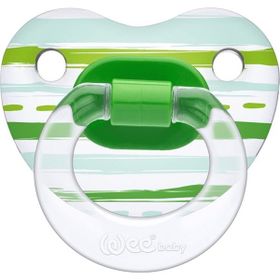 Wee Baby 837 6-18 Ay Silikon Şeffaf Desenli Damaklı Emzik Yeşil