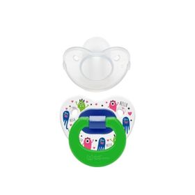 Wee Baby 837 6-18 Ay Silikon Şeffaf Desenli Damaklı Emzik Yeşil