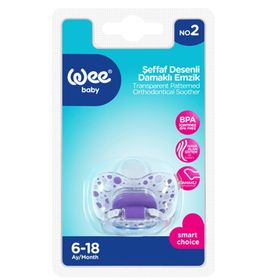 Wee Baby 837 6-18 Ay Silikon Şeffaf Desenli Gövdeli Damaklı Emzik Mor