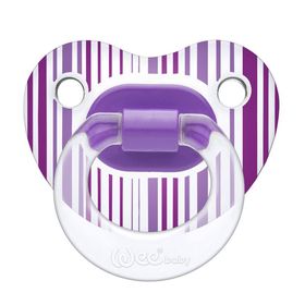 Wee Baby 837 6-18 Ay Silikon Şeffaf Desenli Gövdeli Damaklı Emzik Mor