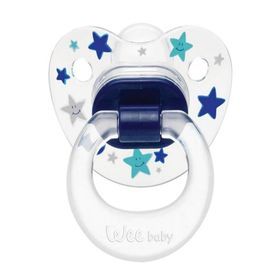Wee Baby 838 18+ Ay Silikon Şeffaf Desenli Damaklı Emzik Mavi