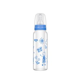 Wee Baby MW010772 Isıya Dayanıklı Mavi 240 ml Cam Biberon