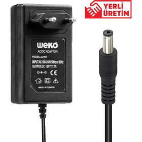 Weko 12 Volt 2 Amper 5.5x2.1 Uçlu Plastik Kasa Priz Tipi Adaptör