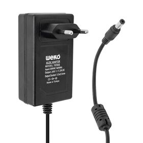 Weko 24 Volt 1.5 Amper 36 Watt Plastik Kasa 5.5x2.5 Uçlu Priz Tipi Siyah Adaptör