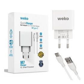 Weko WK-21435 M7 2.1 Amper Telefon Şarj Adaptörü + Type-C Kablo