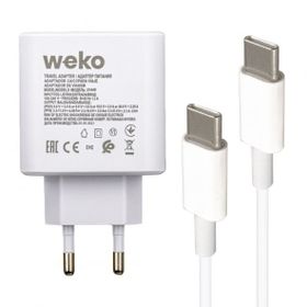 Weko WK-21440 S11-C 25 Watt Telefon Şarj Başlık Adaptörü + Type-C To Type-C Kablo