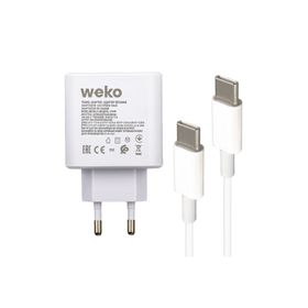 Weko WK-21440 S11-C 25 Watt Telefon Şarj Başlık Adaptörü + Type-C To Type-C Kablo
