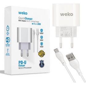 Weko WK-21441 PDU QC 3.0 Amper Telefon Şarj Adaptörü + Micro USB Kablo