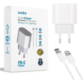 Weko WK-21443 PD-C 20 Watt Telefon Şarj Adaptörü + Type-C To Lightning Kablo