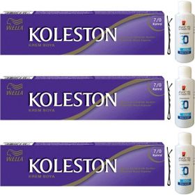 Wella Koleston 7/0 Kumral 3 Adet Tüp Saç Boyası + 3 Adet Sıvı Oksidan