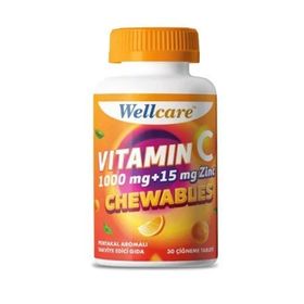 Wellcare Vitamin C 1000 mg Çinko 15 mg 30 Çiğneme Tableti