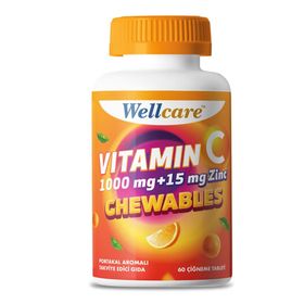 Wellcare Vitamin C 1000 mg Çinko 15 mg 60 Çiğneme Tableti