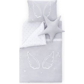 WellGro 2395 Gri Angel Wings Anne Yanı 5 Parça Bebek Uyku Seti