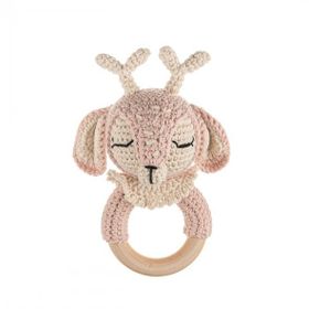 WellGro Cuddly Amigurumi Pudra Geyik Çıngırak Oyuncak
