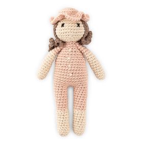 WellGro Cuddly Amigurumi Pudra Kıvırcık Kız Bebek Oyuncak