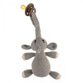 WellGro Cuddly Askılı Gri Uyku Arkadaşım Amigurumi Fil Emzik