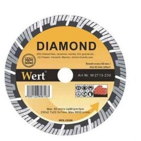 Wert W 2713/180 Süper Turbo Turuncu Gri 180 mm Elmas Testere