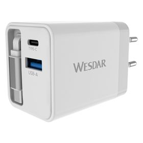 Wesdar AC289-1C1A Gan 45W Dahili Beyaz Hızlı Şarj Adaptörü