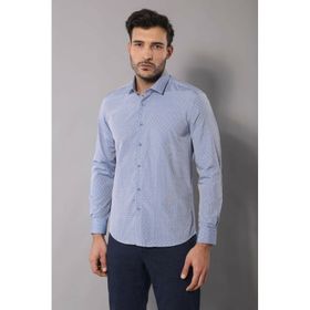 Wessi Armürlü Slimfit Mavi Gömlek