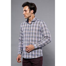 Wessi Bordo Kare Desen Uzun Kollu Slim Fit Gömlek