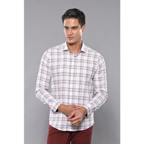 Wessi Bordo Kare Desen Uzun Kollu Slim Fit Gömlek
