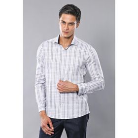 Wessi Bordo Kare Desen Uzun Kollu Slim Fit Gömlek
