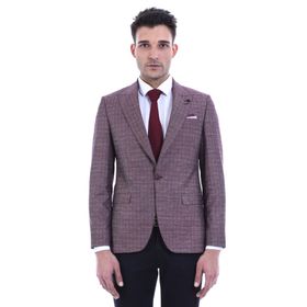 Wessi C-589110-62-80 Keten Desenli Bordo Ceket