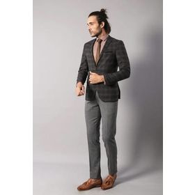 Wessi C-58EYC-34-82 Ekose Desenli Yün Slimfit Ceket