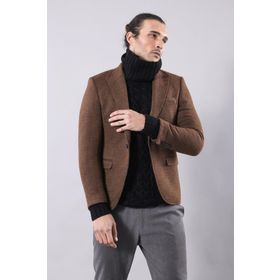 Wessi C-58Y-69-51 Kahverengi Geniş Sivri Yaka Tek Düğmeli Ceket