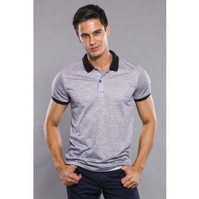 Wessi Çiçek Desenli Gri Polo Yaka Erkek T-shirt