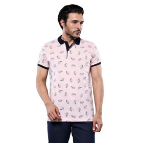 Wessi Çiçek Desenli Pembe Polo Yaka Erkek T-shirt