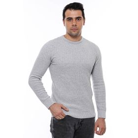 Wessi Desenli Bisiklet Yaka Açık Gri Triko