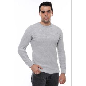 Wessi Desenli Bisiklet Yaka Açık Gri Triko