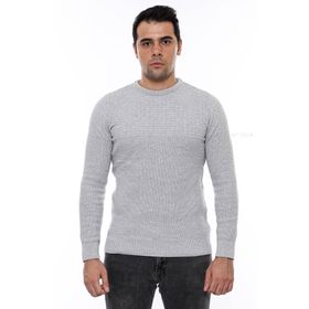 Wessi Desenli Bisiklet Yaka Açık Gri Triko