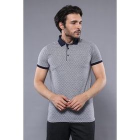 Wessi Desenli Gri Polo Yaka Erkek T-shirt