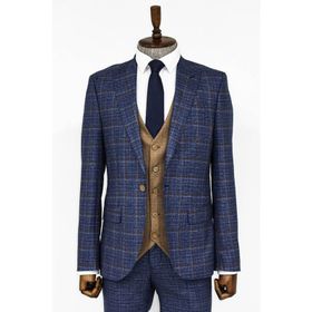 Wessi Ekose Ceketli Lacivert Slim Fit Takım Elbise