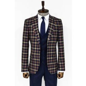 Wessi Ekose Ceketli Lacivert Slim Fit Takım Elbise