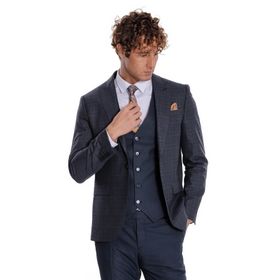 Wessi Ekose Ceketli Lacivert Slim Fit Takım Elbise