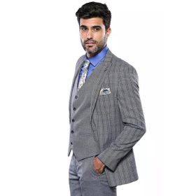 Wessi Ekose Desen Slim Fit Yelekli Takım Elbise