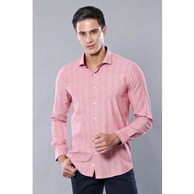 Wessi Ekose Desenli Bordo Uzun Kollu Slim Fit Erkek Gömlek